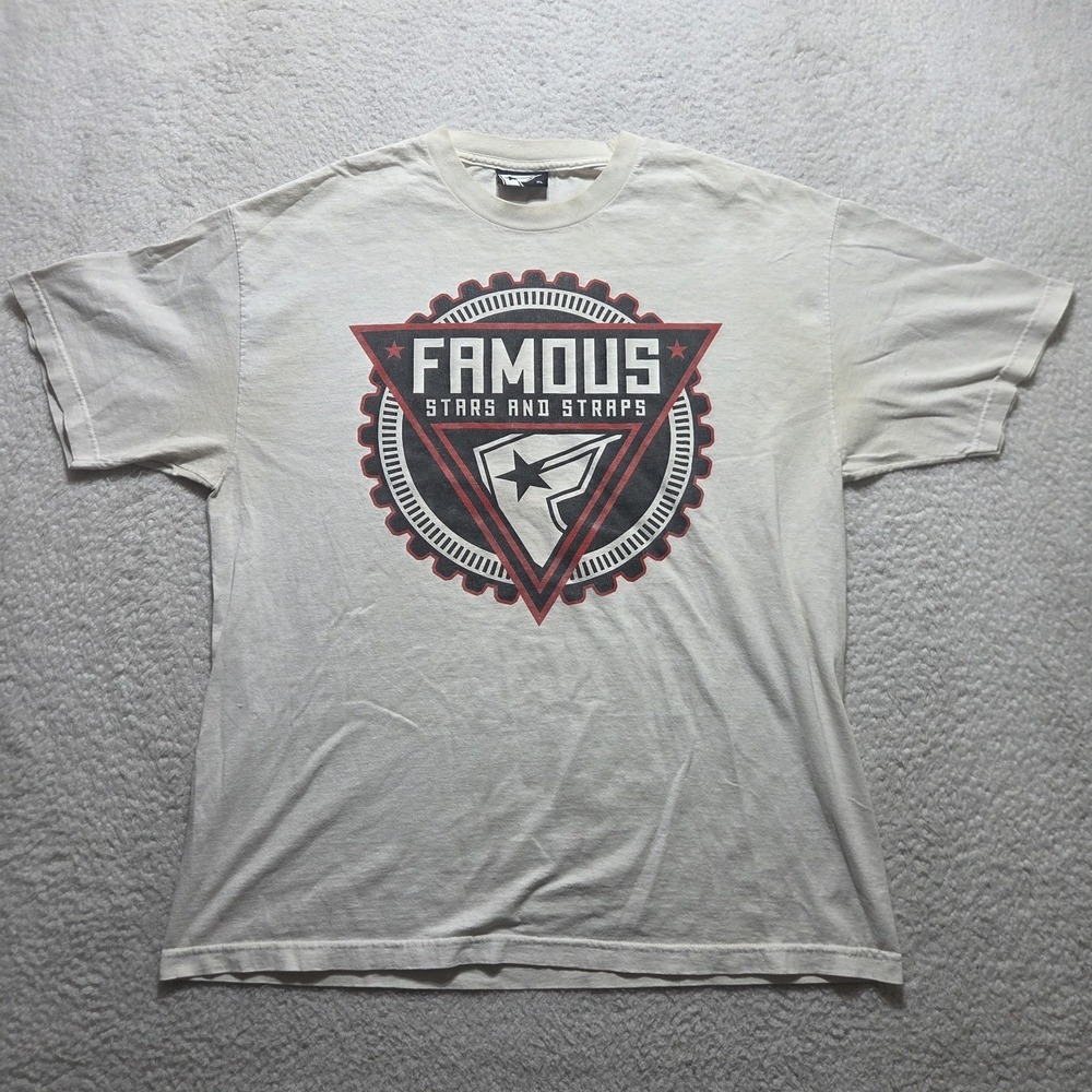 Vintage Famous Stars & Straps‎ Badge Of Honor XL T-shirt Faded Yellowing Grunge